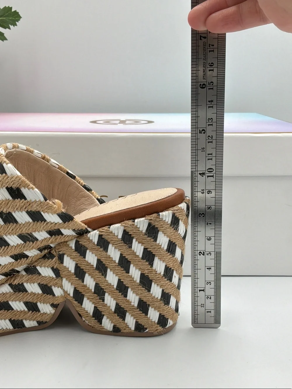 CECELIA NEW YORK Brown & White Woven Platform Mules
